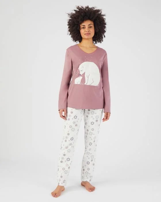 Tee-shirt de pyjama manches longues maille jersey intérieur doux