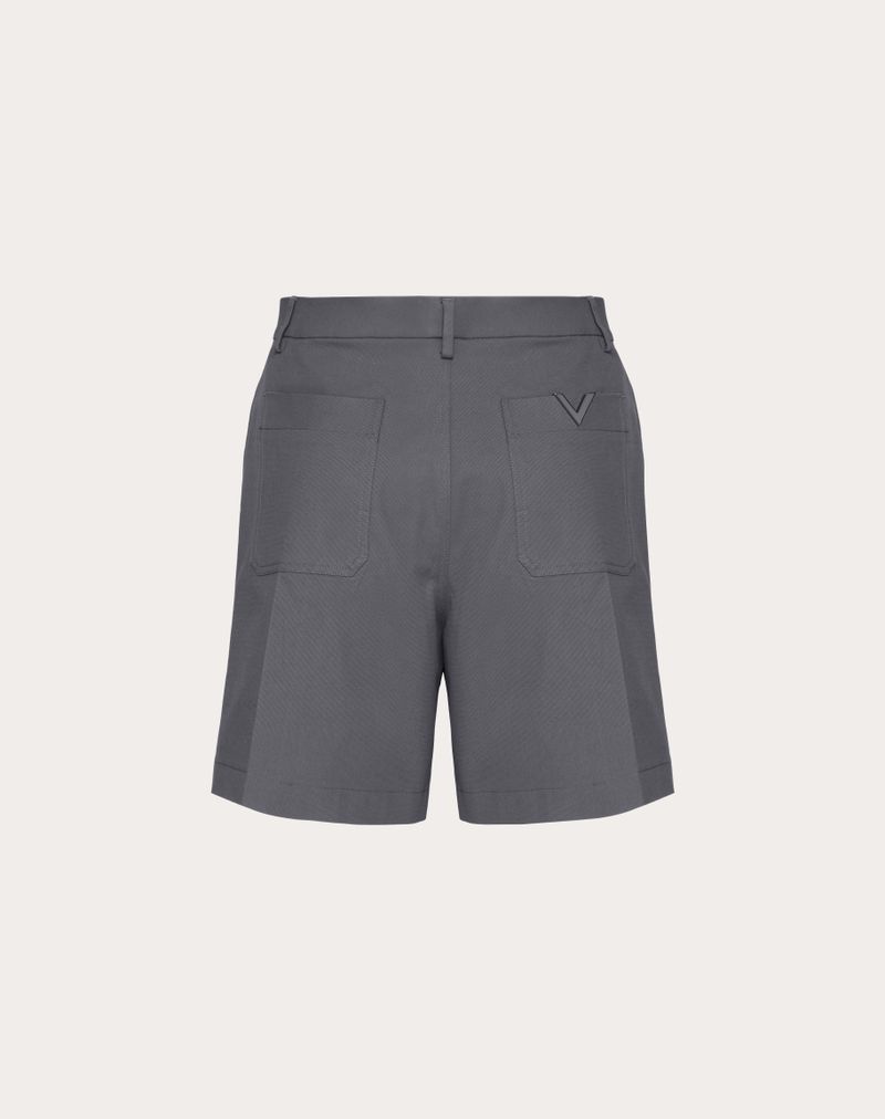 Bermudashorts i strækbart bomuldslærred med gummibelagte V-detaljer