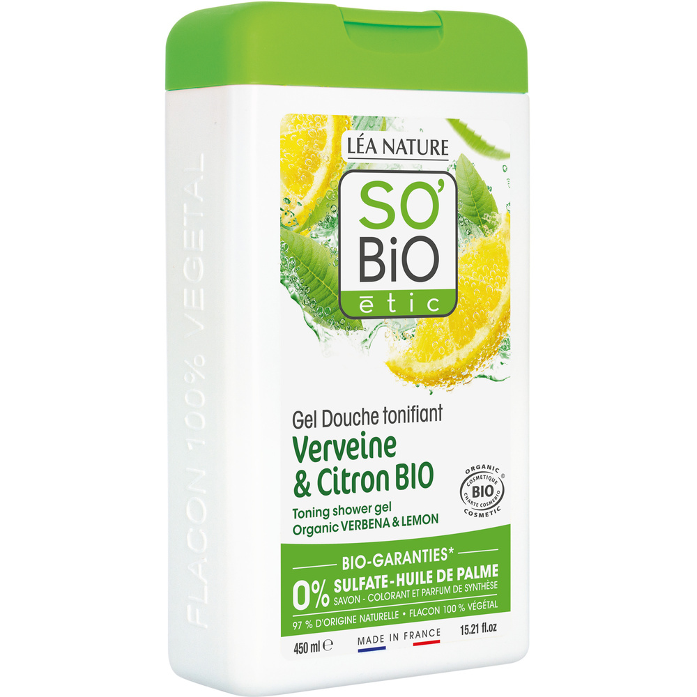 LÉA NATURE SO BiO étic Gel douche tonifiant, Verveine et Citron Bio Gel douche