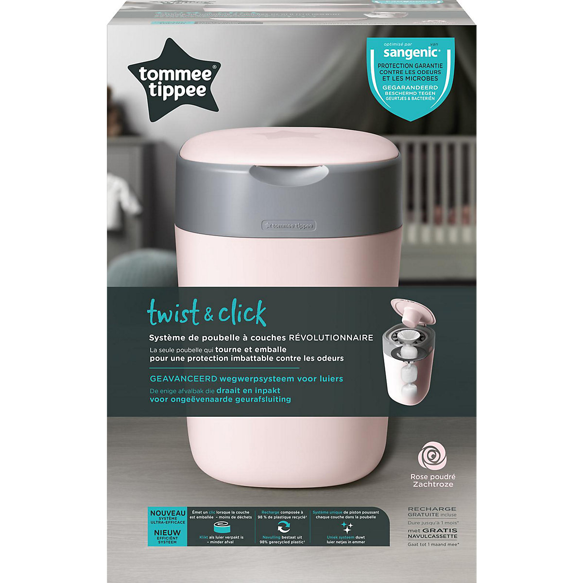 Windeleimer Twist & Click Sangenic, rosa