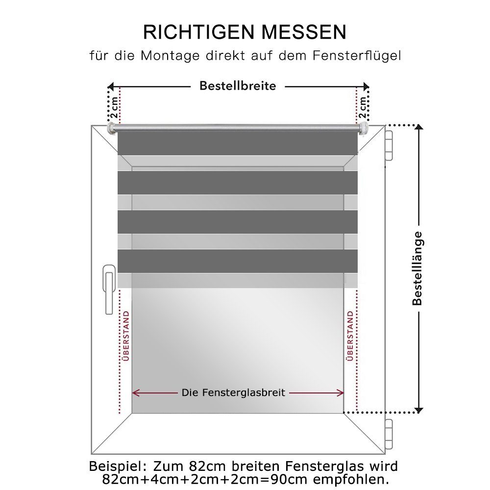 Doppelrollo ohne Bohren, Freihängend, i@home, Lichtschutz, mit Klemmträgern, verspannt, Klemmfix, Duo Rollo