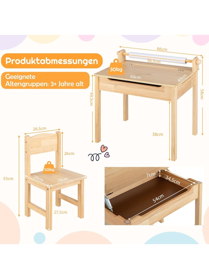 COSTWAY Schreibtisch Set ab 3 Jahren in Beige günstig kaufen onesize
