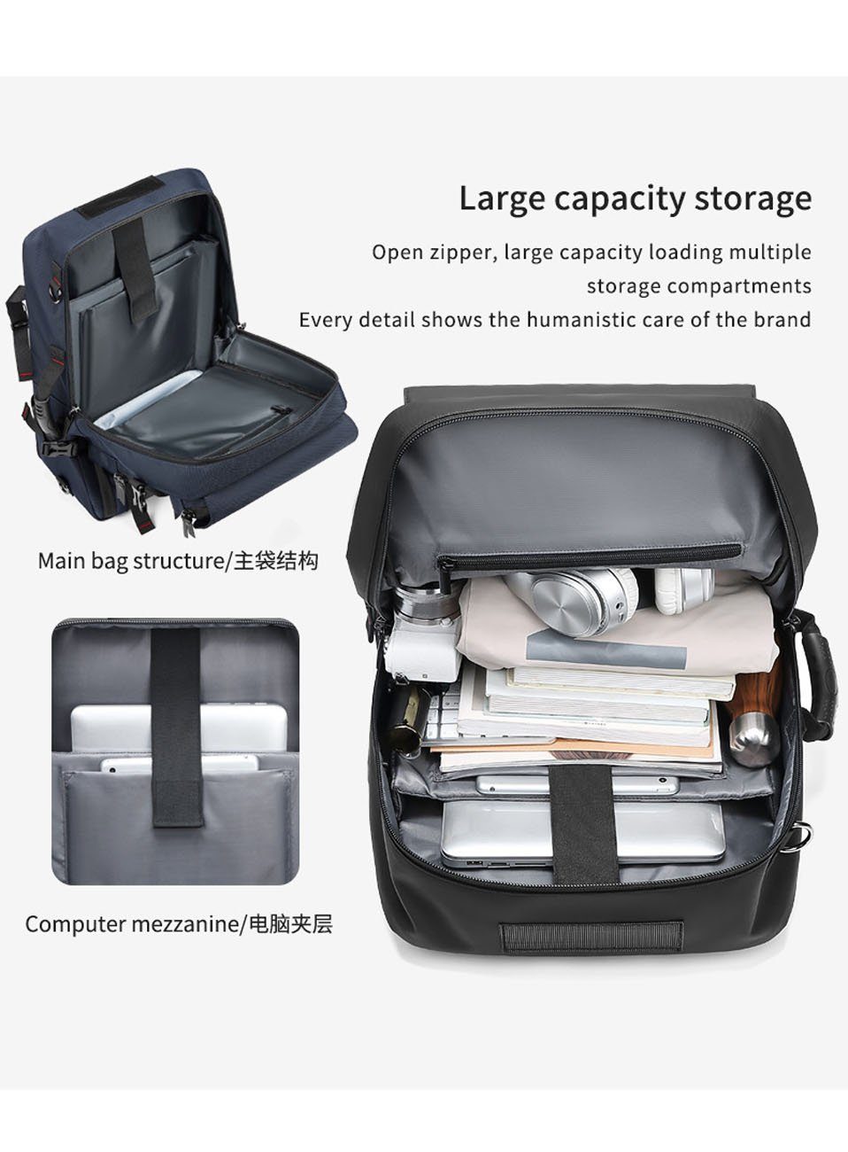 YYV Reiserucksack Wasserdichter Reiserucksack für Herren, Perfekt für Sport, Reisen, Wandern und mehr.