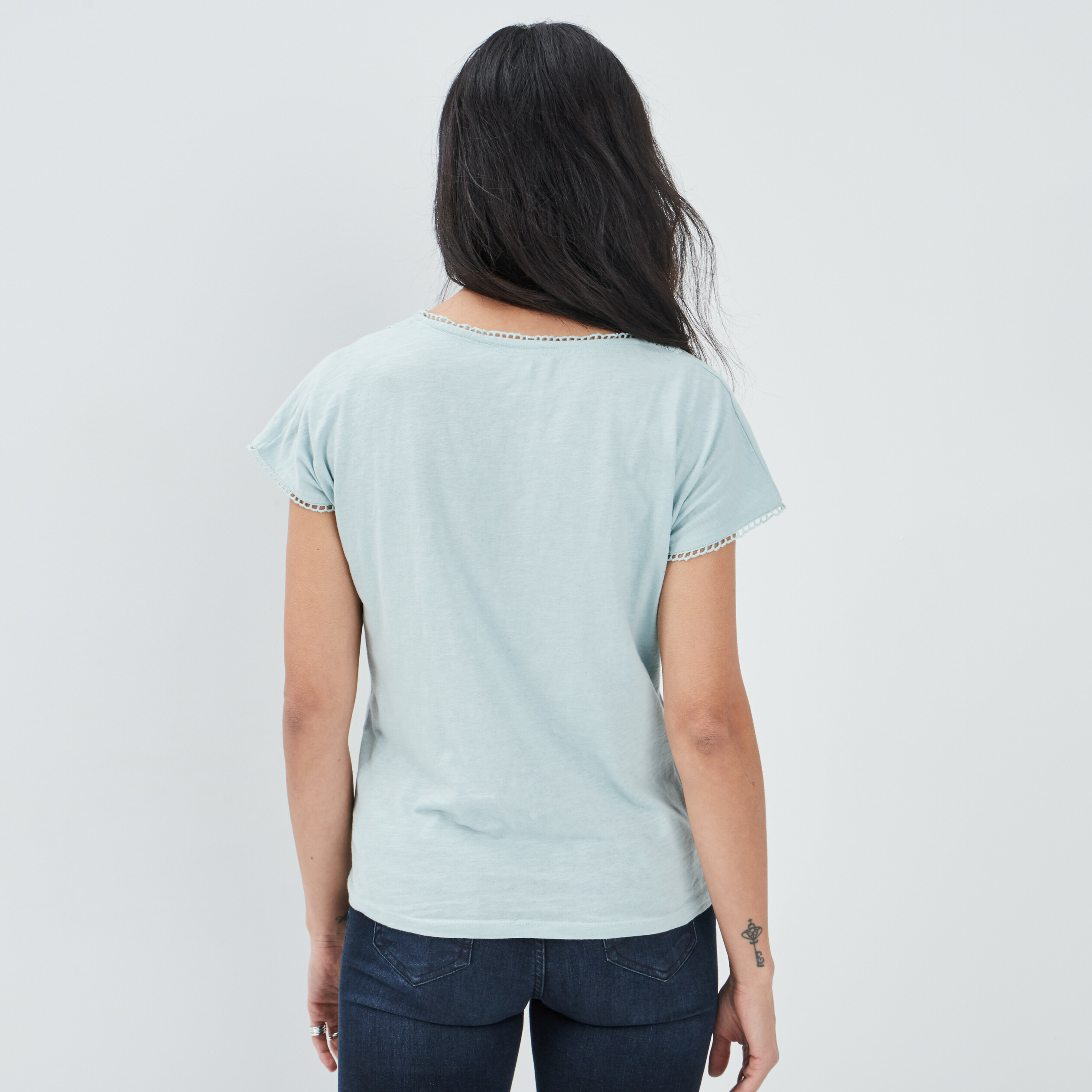 T-shirt manches courtes bleu turquoise femme | La Halle
