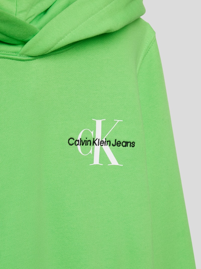 Hoodie mit Label-Print in neon grün