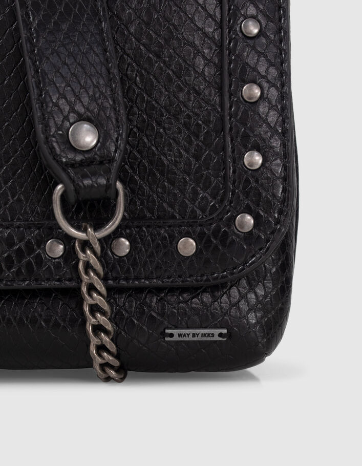 Sac à main noir embossé effet python fille
