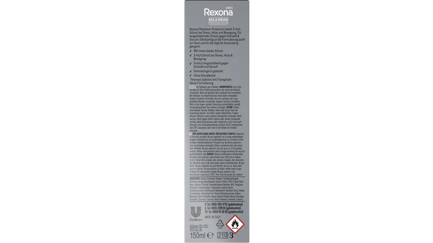 Rexona Men Maximum Protection Antitranspirant Deospray Intense Fresh 150 ml