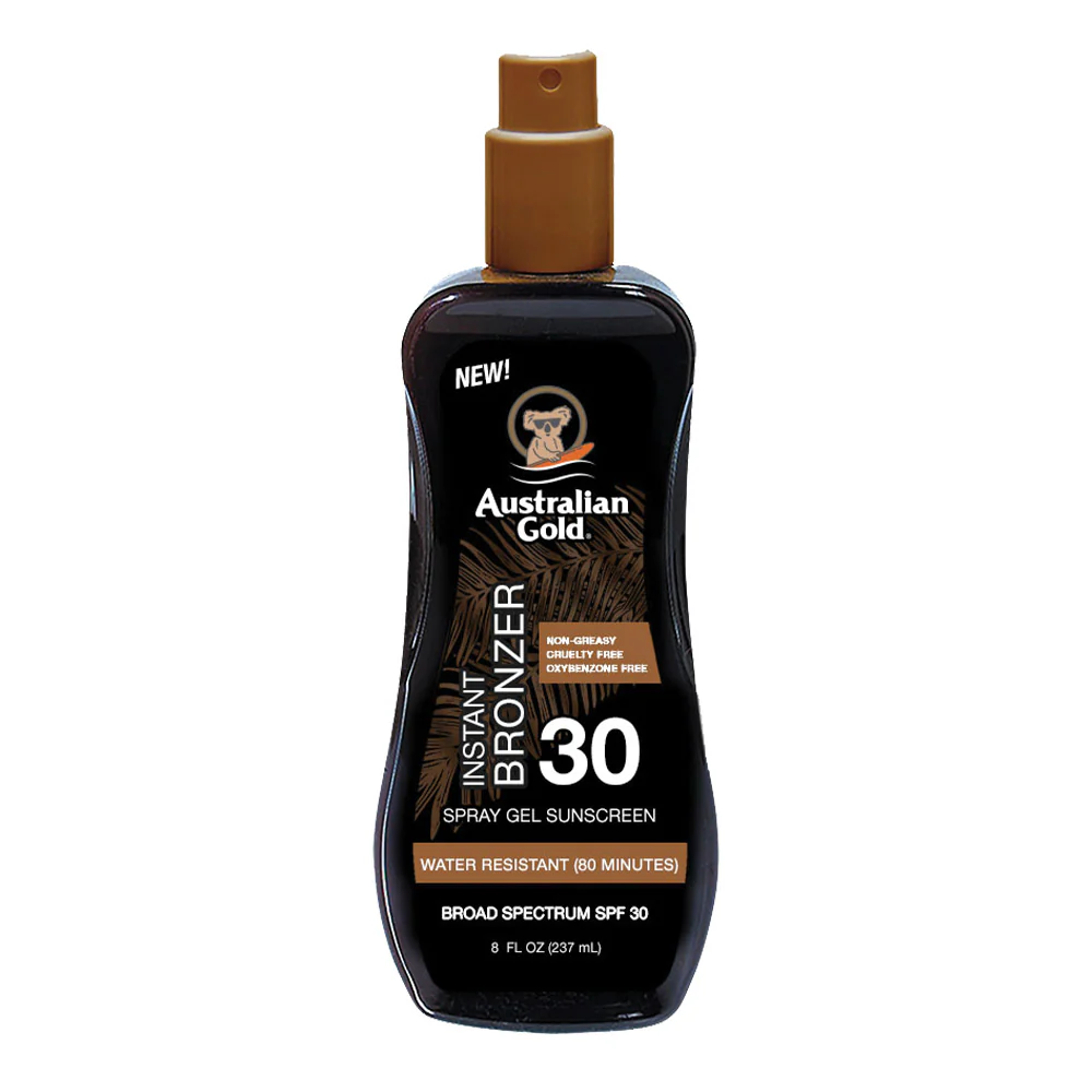 Opaľovací sprejový gél SPF30 s okamžitým bronzerom - Vysoko ochranný telový opaľovací gél.