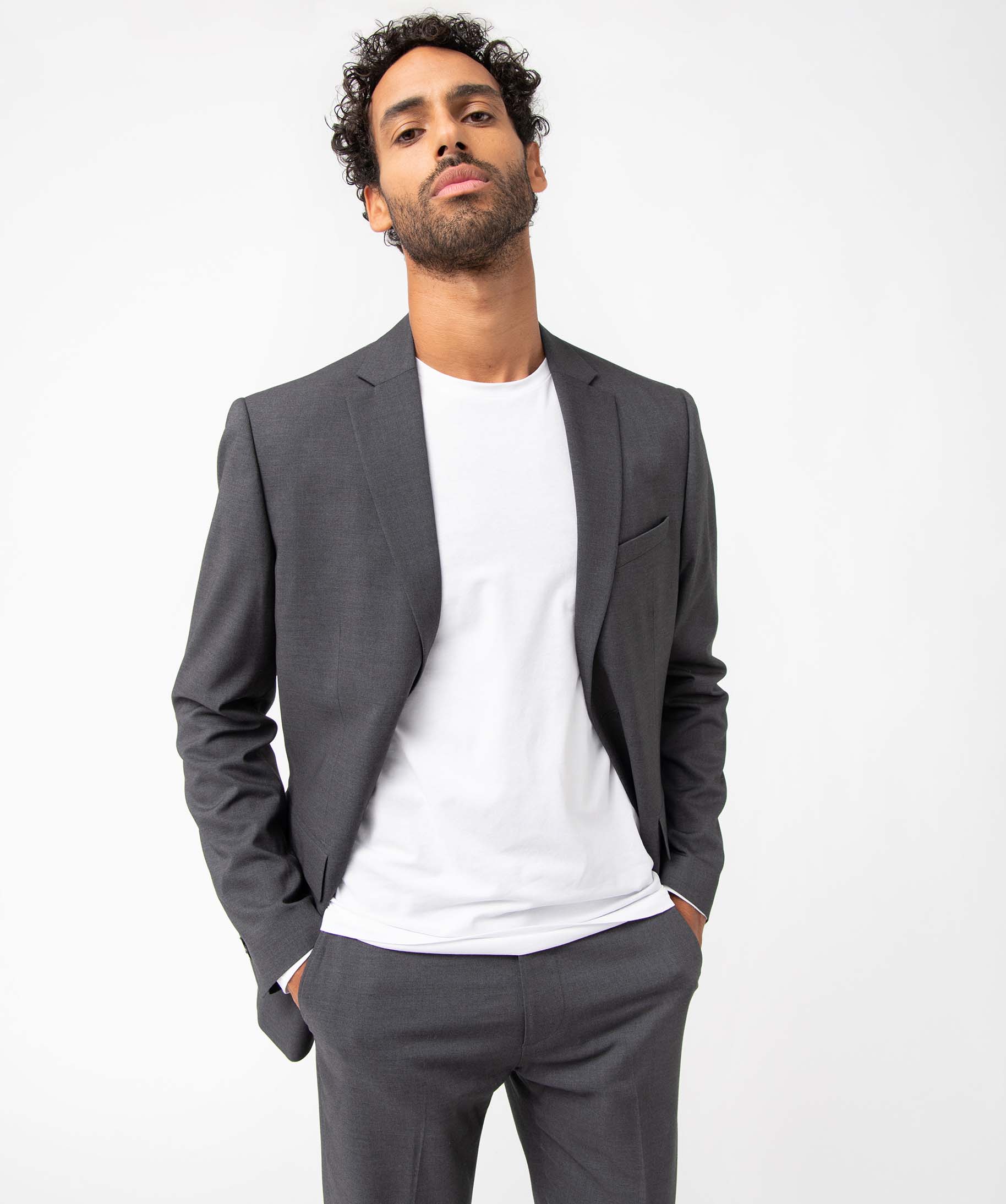 Tee-shirt homme à manches longues et col rond coupe slim blanc | GEMO
