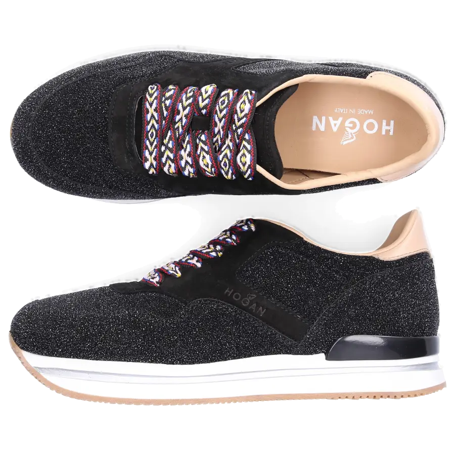 Hogan - Sneaker low H222 Kalbsleder Glitzer schwarz - schwarz