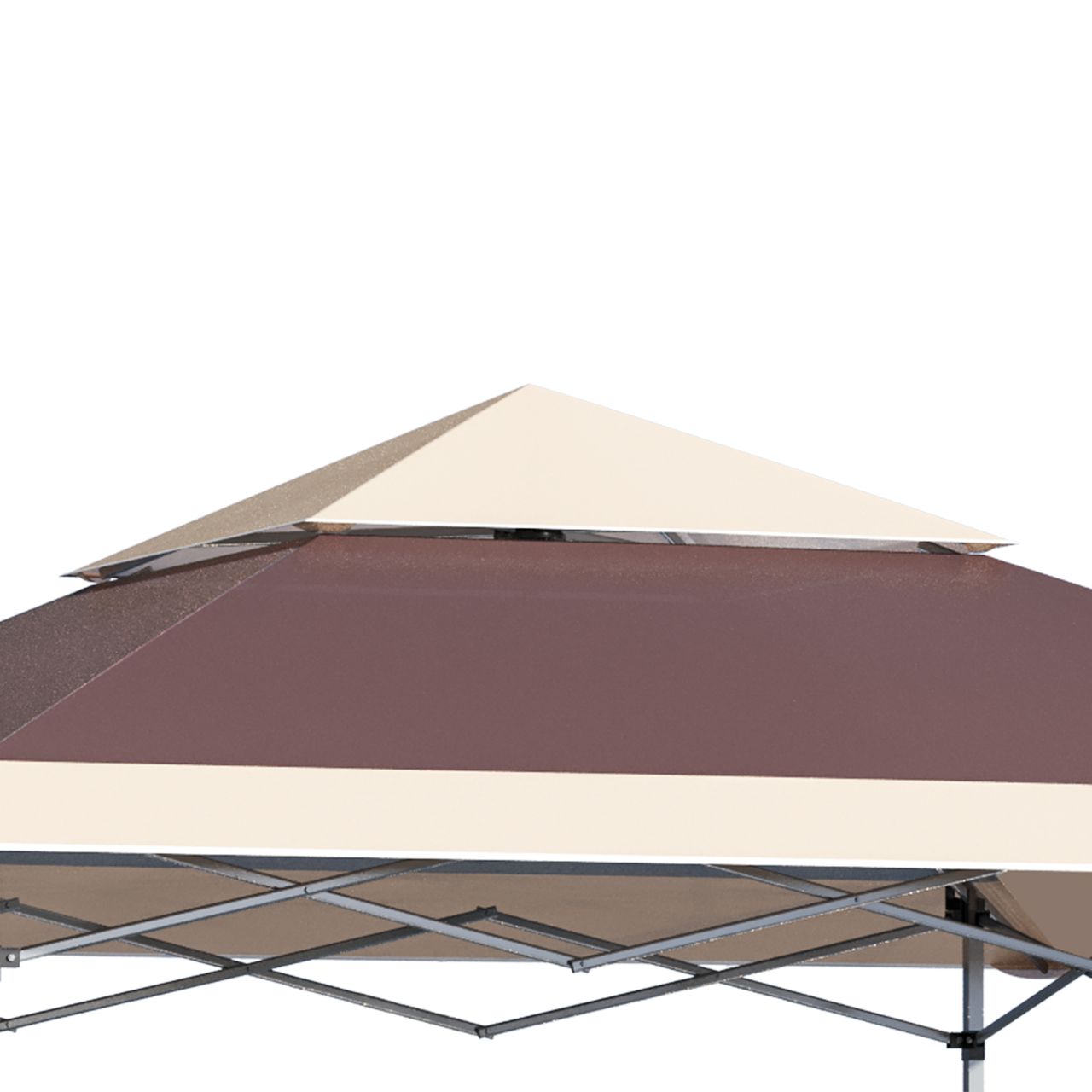 Outsunny Faltpavillon Pop-Up-Zelt Gartenpavillon Rollentasche Oxford-Gewebe 3,6 x 3,6 m Dunkelbraun   khaki