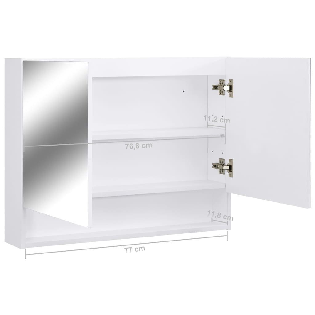 vidaXL Badezimmerspiegelschrank LED-Bad-Spiegelschrank Weiß 80x15x60 cm MDF (1-St)