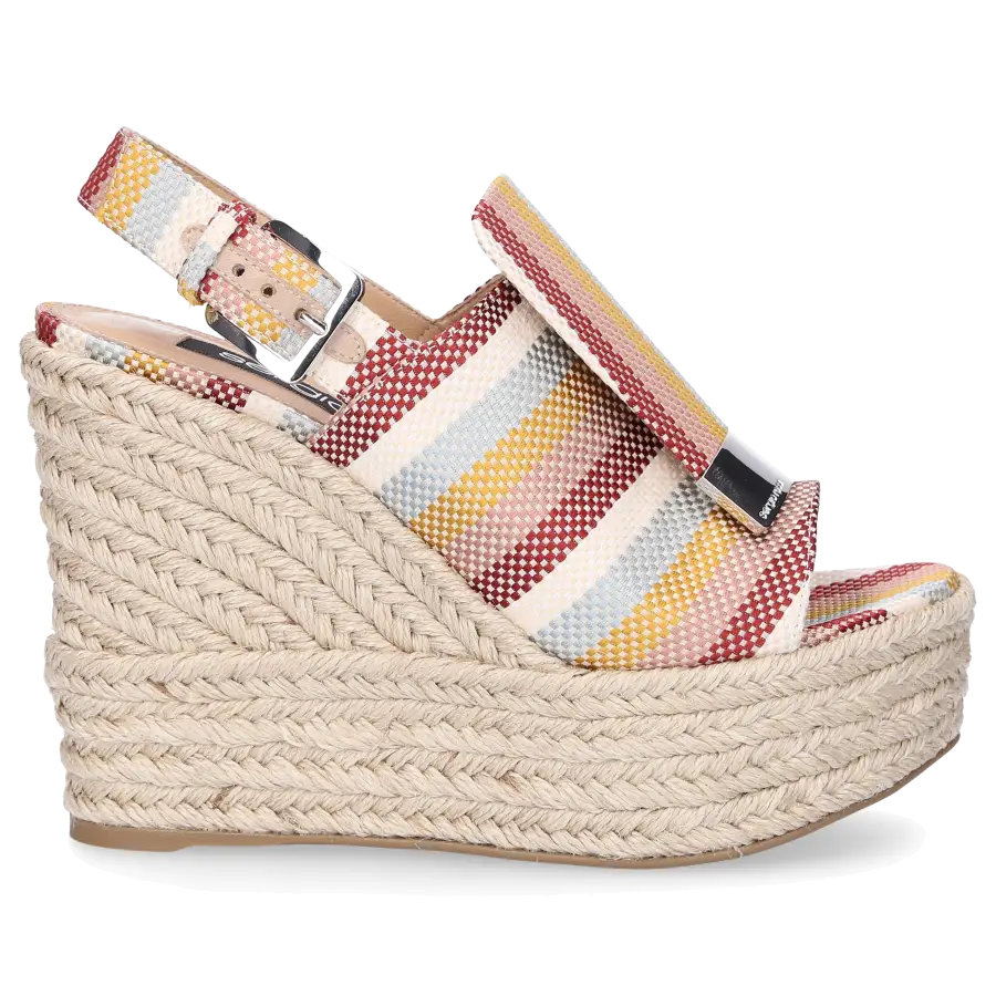 Sergio Rossi - Espadrilles SR1 ESPADRILLES Baumwolle Seide Logo bunt - beige