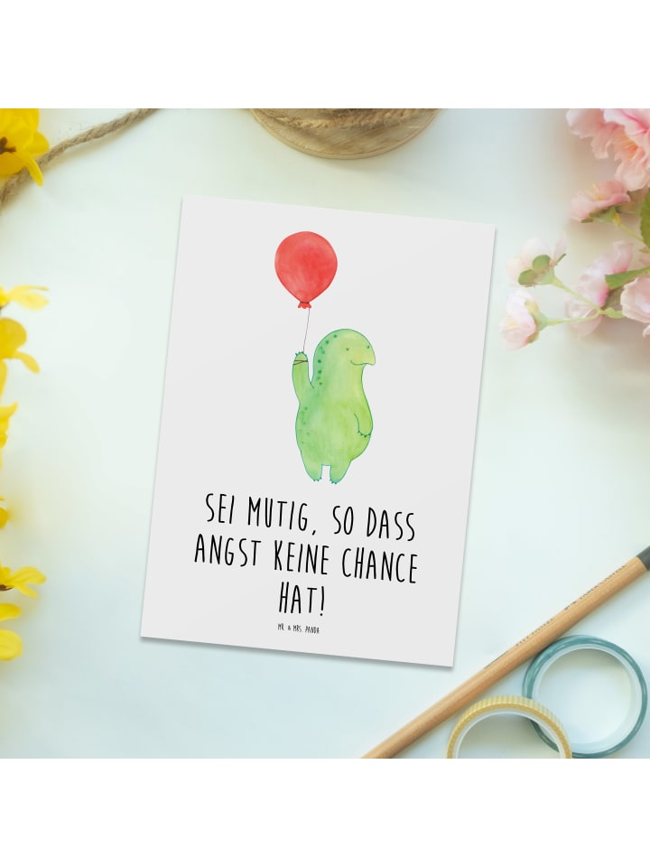 Mr. & Mrs. Panda Postkarte Angst überwinden mit Spruch in Weiß günstig kaufen onesize