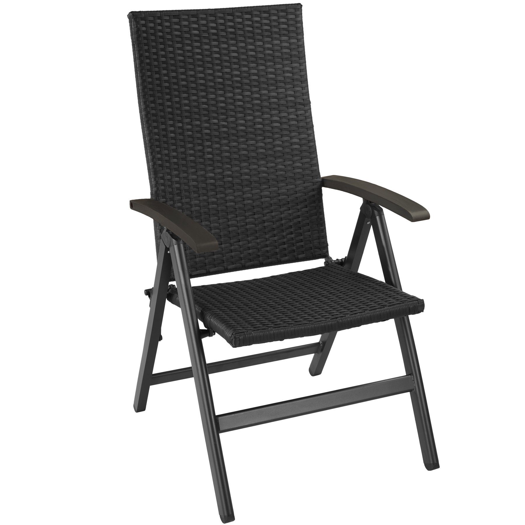tectake Rattanstuhl Canberra (1er, 1 St), Verstellbare Rückenlehne