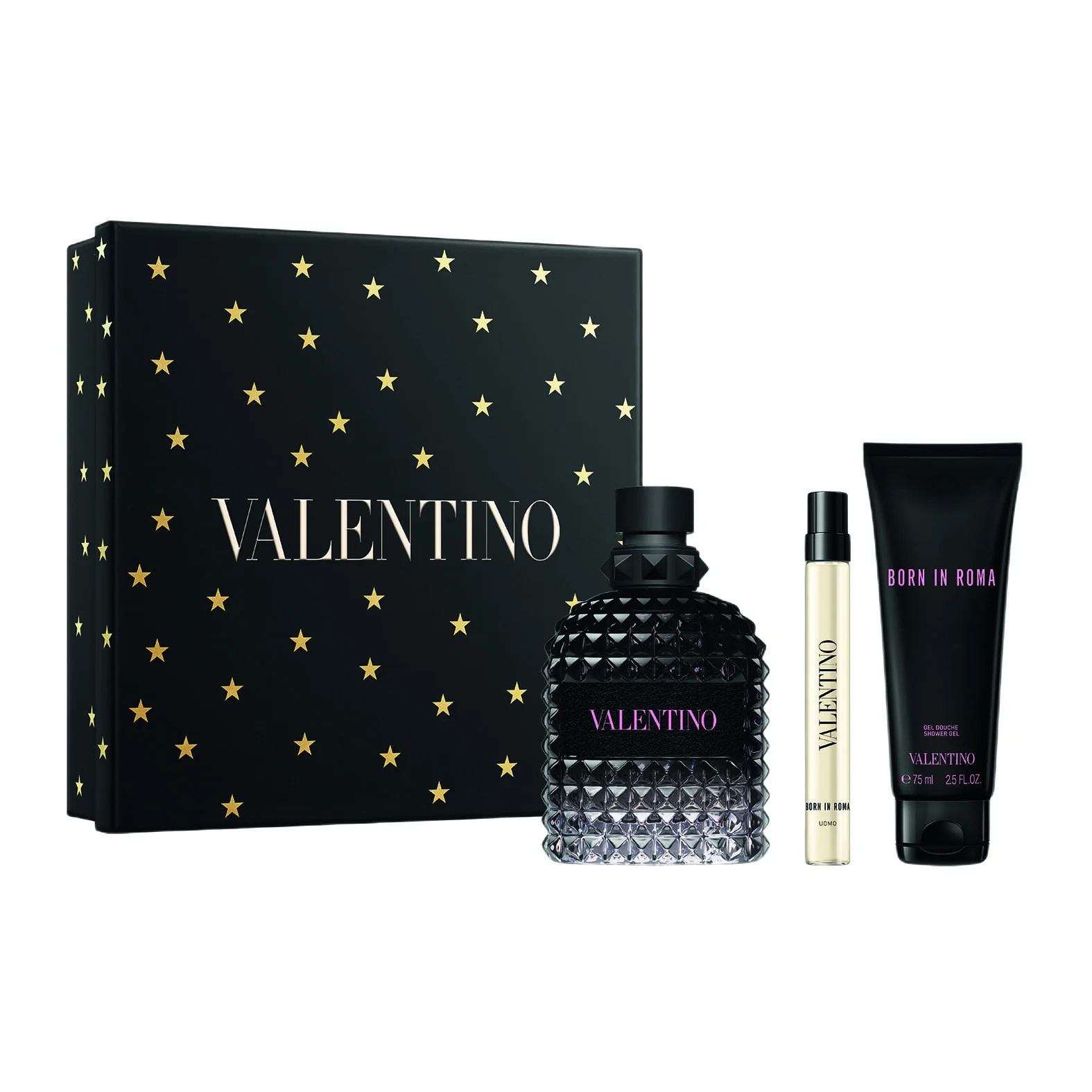 Valentino Uomo Born in Roma gavesæt Born in Roma Uomo Eau de Toilette + Shower Gel - Parfumesæt til mænd, Eau de Toilette