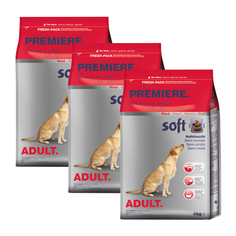 PREMIERE Hundetrockenfutter PREMIERE Soft Rind 3x4 kg