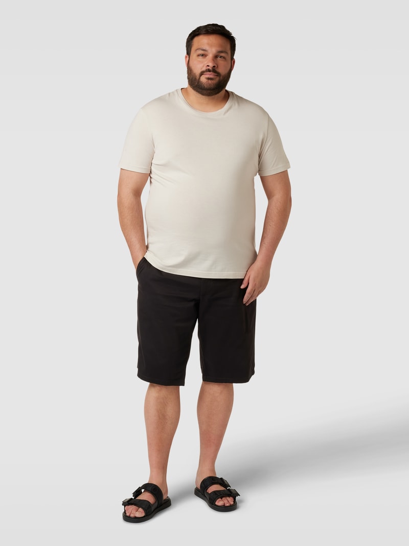 PLUS SIZE Chinoshorts mit fixierten Beinumschlägen Modell 'BOWIE' in schwarz