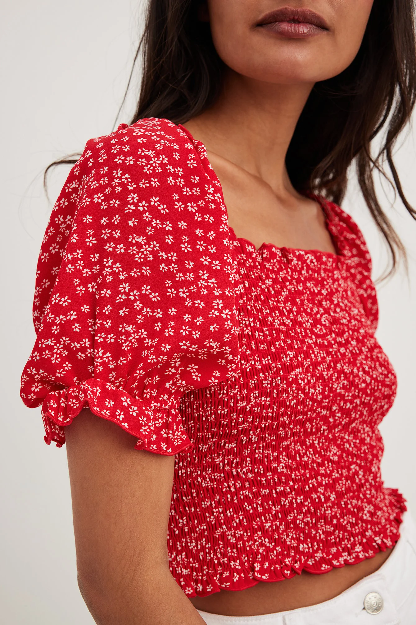 Recyceltes recyceltes Smock-Crop-Top