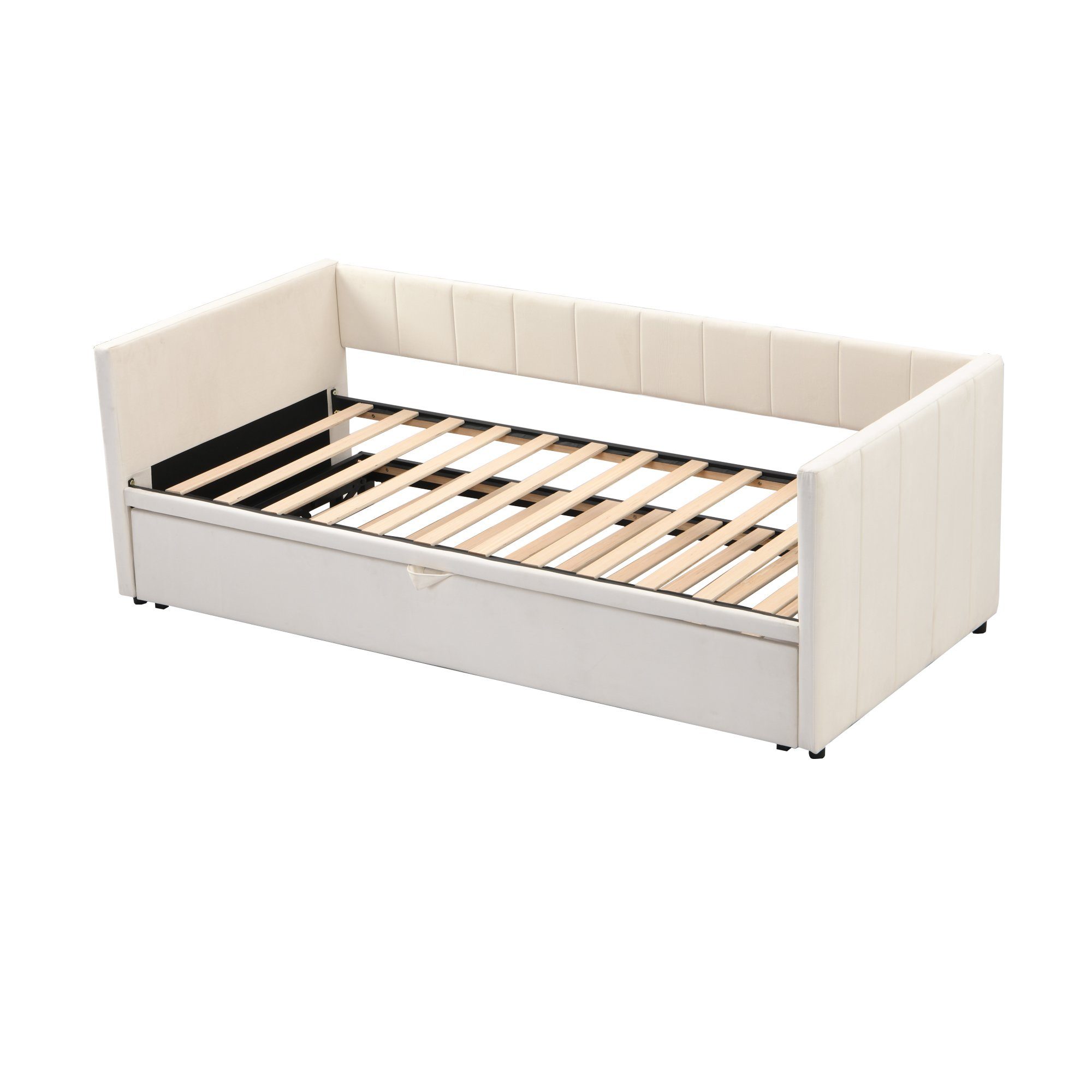 Ulife Schlafsofa Kinderbett Tagesbett Ausziehbares Polsterbett 90/180*200 cm, Multifunktionsbett aus hautfreundlichem Samtstoff