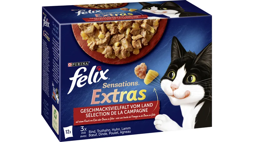 PURINA FELIX Sensations Extras in Gelee Geschmacksvielfalt vom Land Katzennassfutter 1020 g