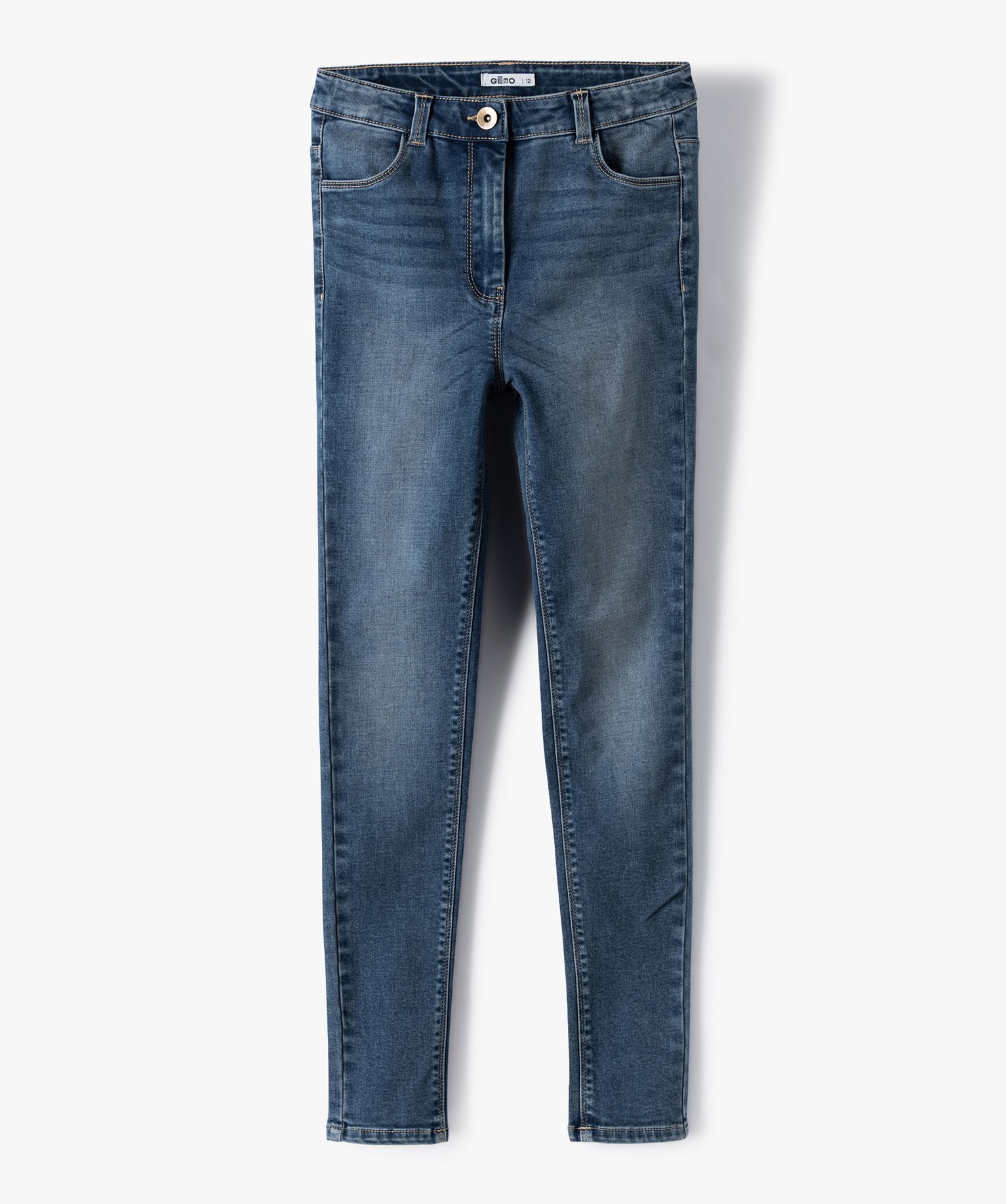 Jean fille coupe ultra skinny taille haute stone | GEMO