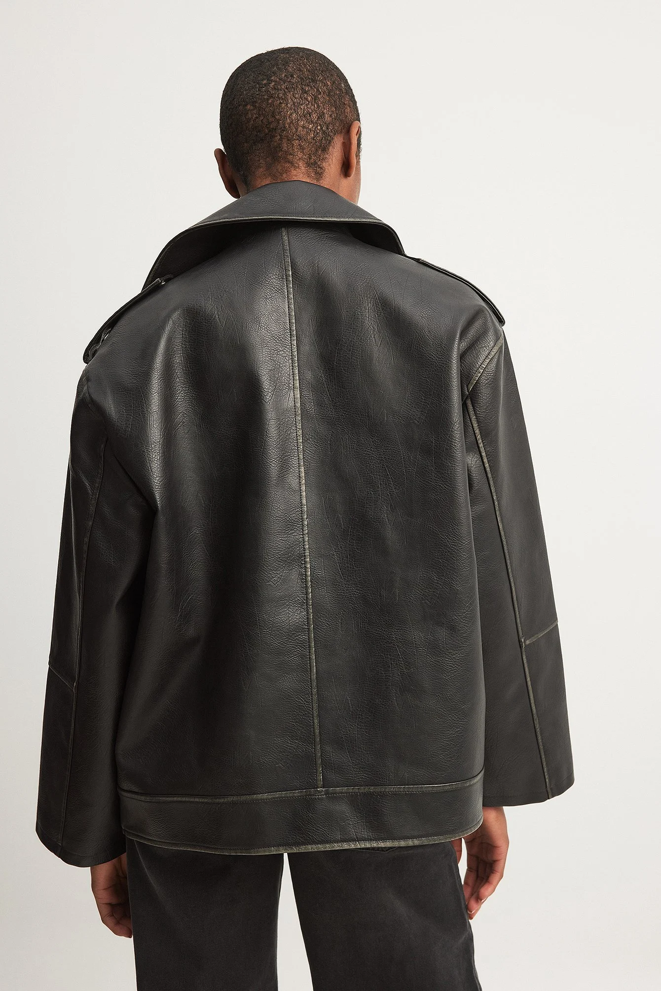 Verwaschene PU-Bikerjacke