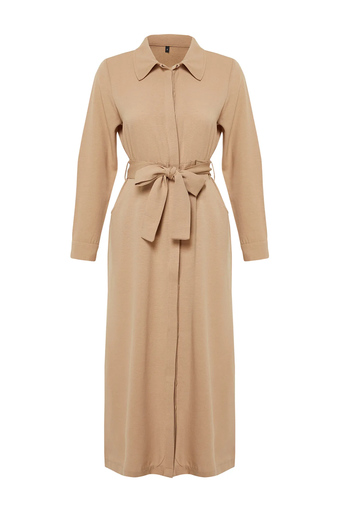 Trendyol Modest  Hellbeiges gewebtes Kleid in Leinenoptik TCTSS24EB00114