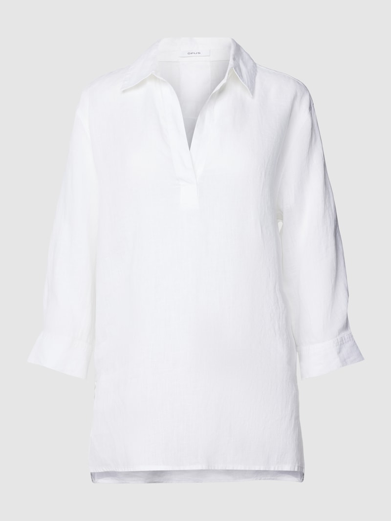 Leinenbluse mit 3/4-Arm Modell 'Fengani' in weiß