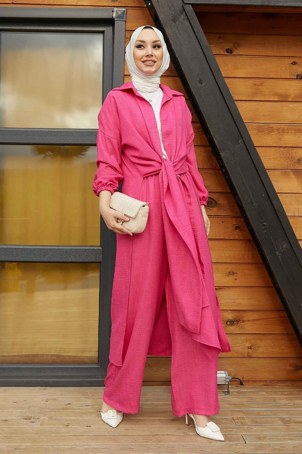 InStyle  Lässiger zweiteiliger Vema-Anzug mit Schlitz – Fuchsia