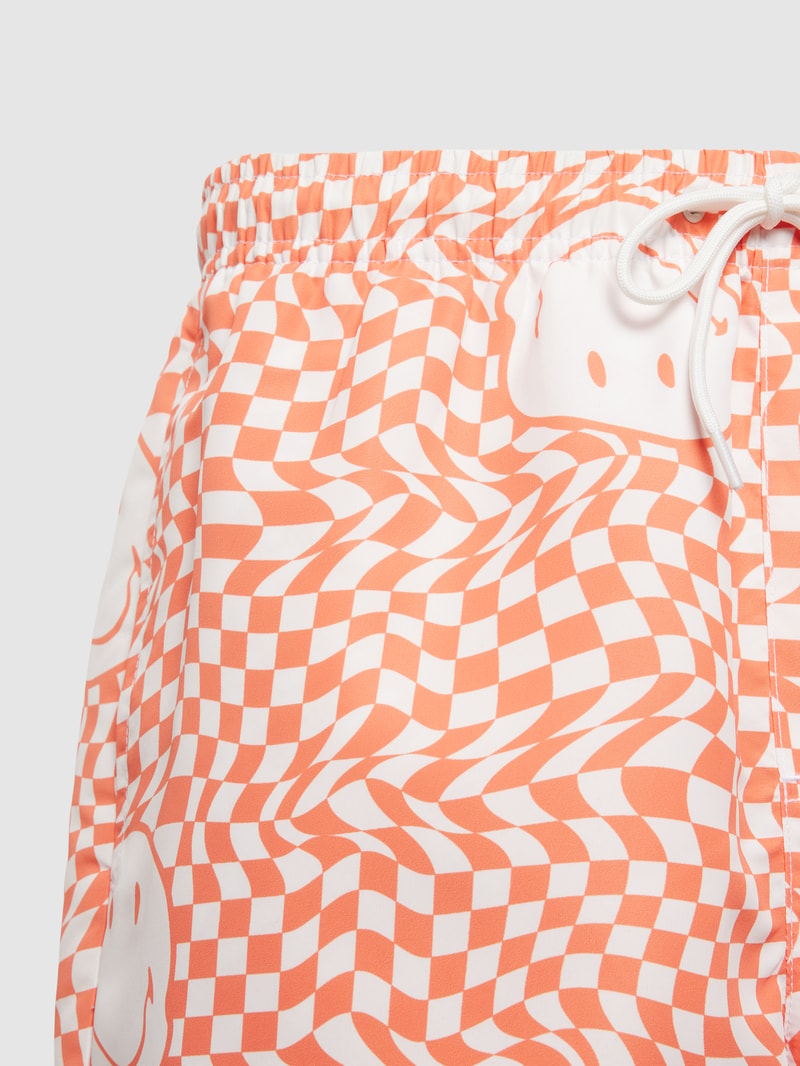 Badehose mit Allover-Muster Modell 'SMILEY' in lachs