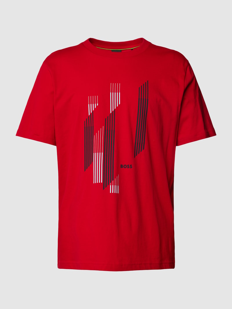 T-Shirt aus Baumwolle mit Label-Detail in rot