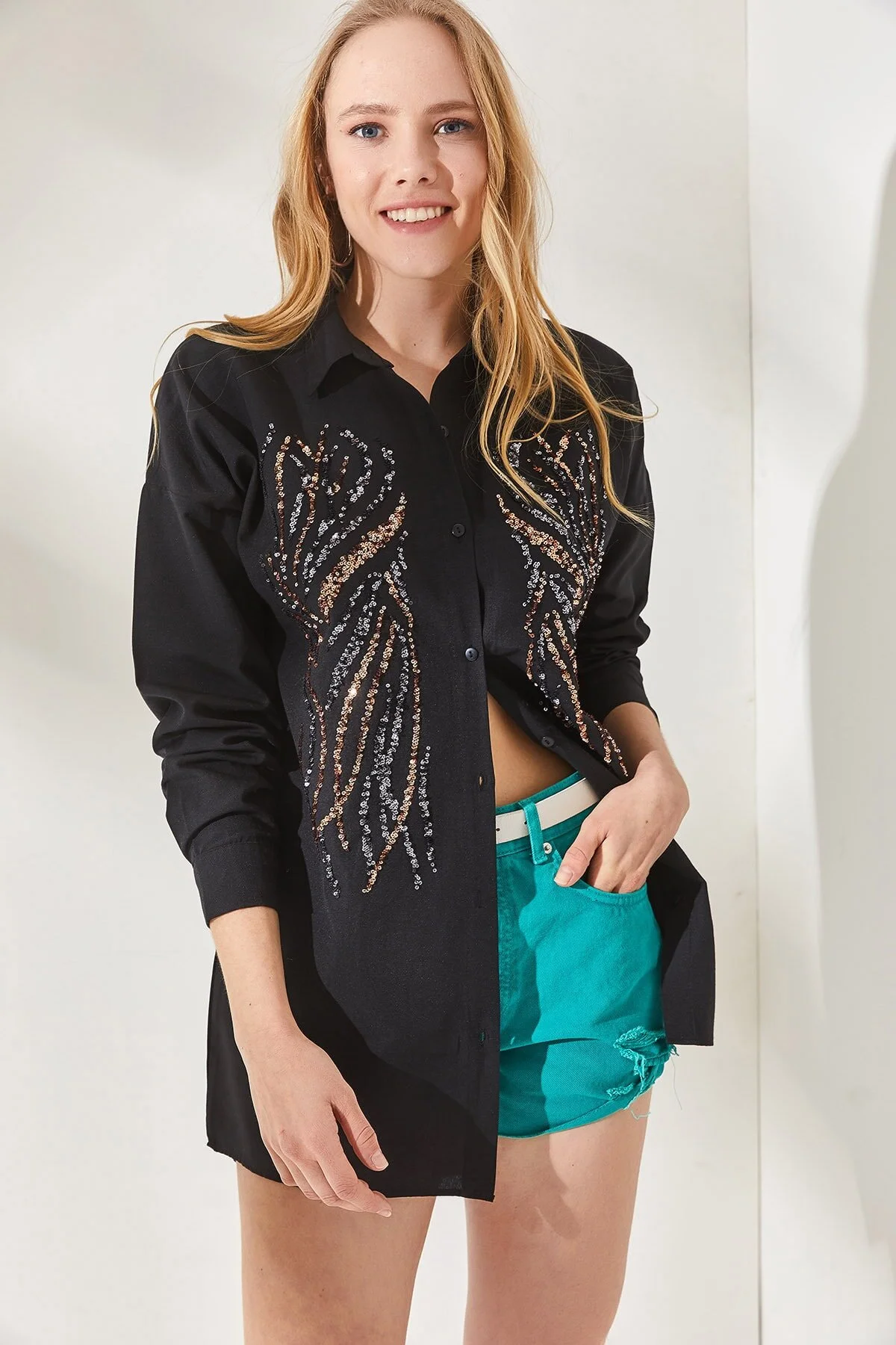 Olalook  Hemd - Schwarz - Oversized
