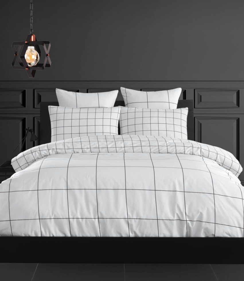 Wendebettwäsche Wende Bettwäschen Set 3 teilig in Schwarz/Weiß, Sandiik, hochwertige Baumwolle
