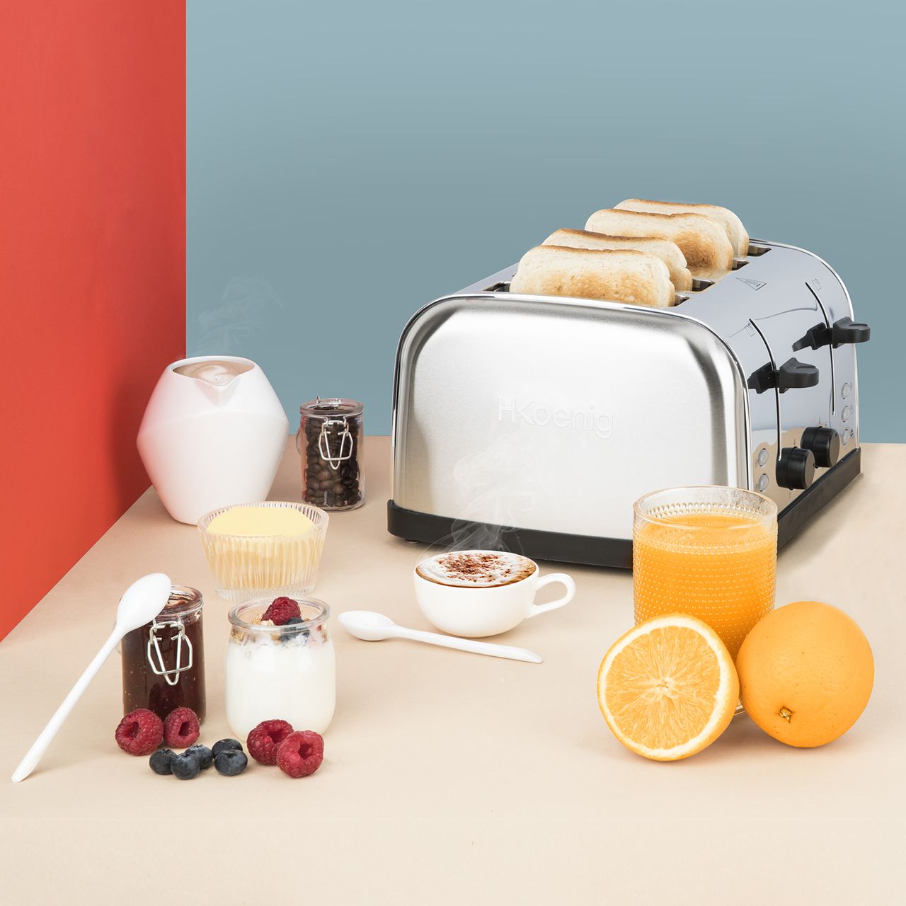 H.Koenig Toaster TOS14 - 4 Scheiben, 1500W