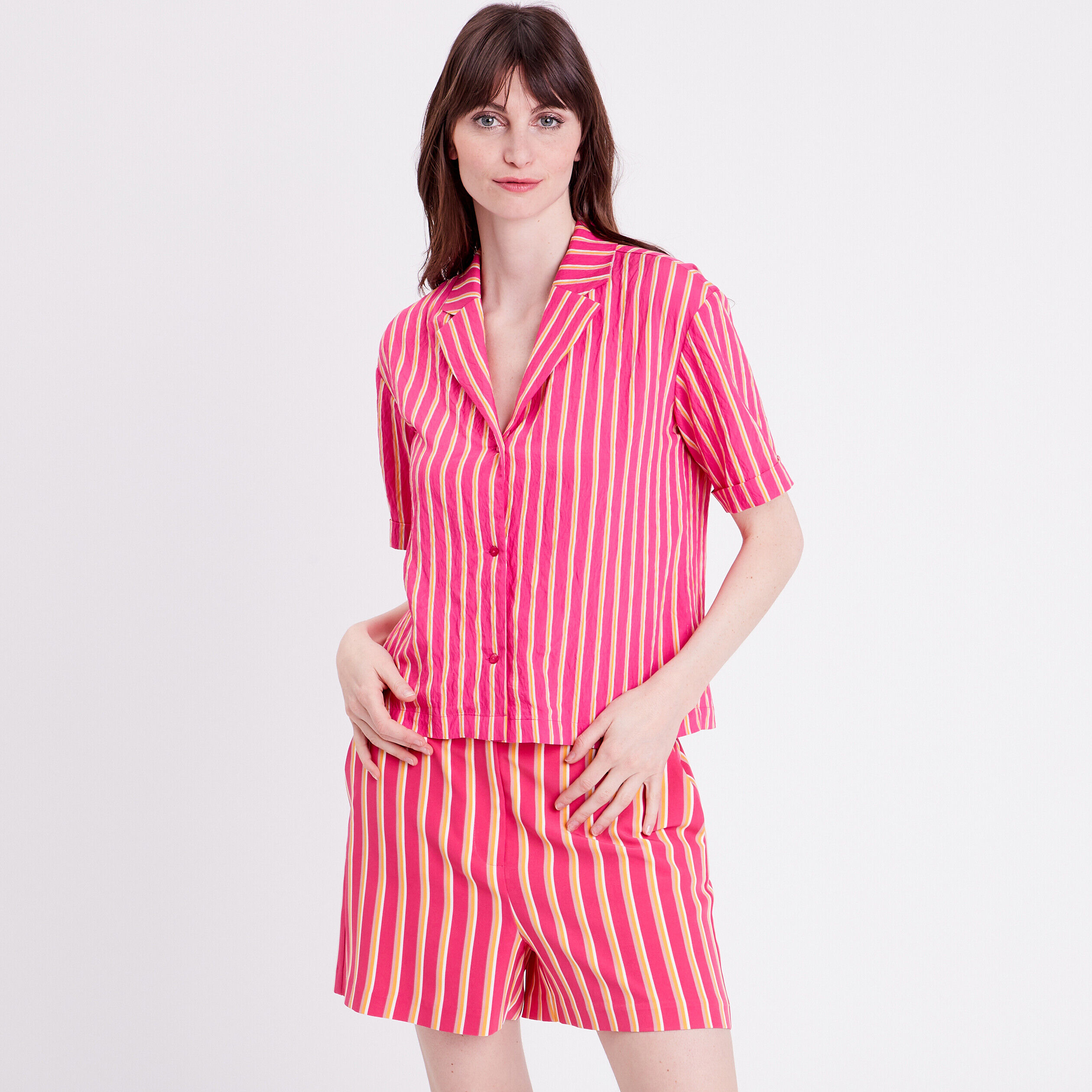 Chemise manches courtes rose fushia femme | Cache Cache