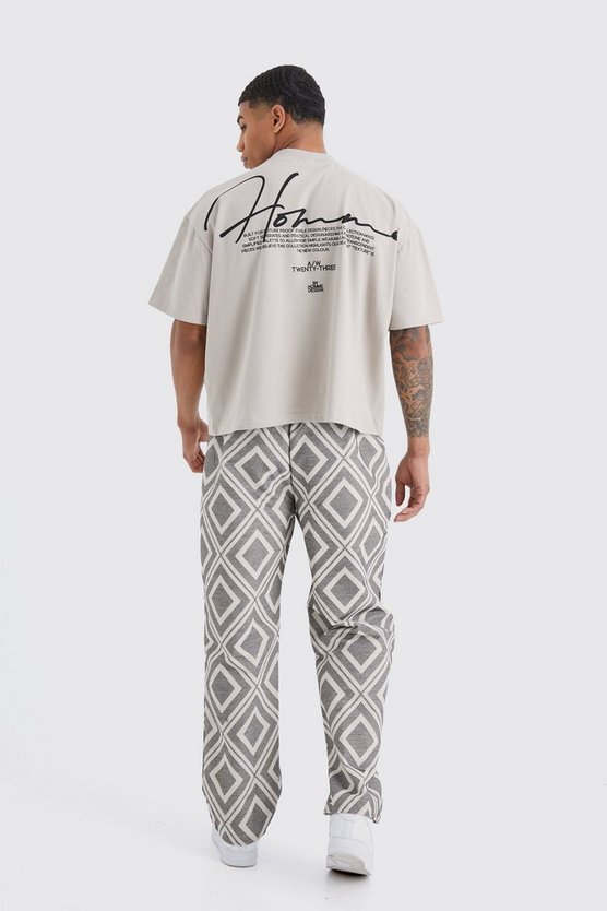 Lockere Jacquard-Hose mit elastischem Bund
