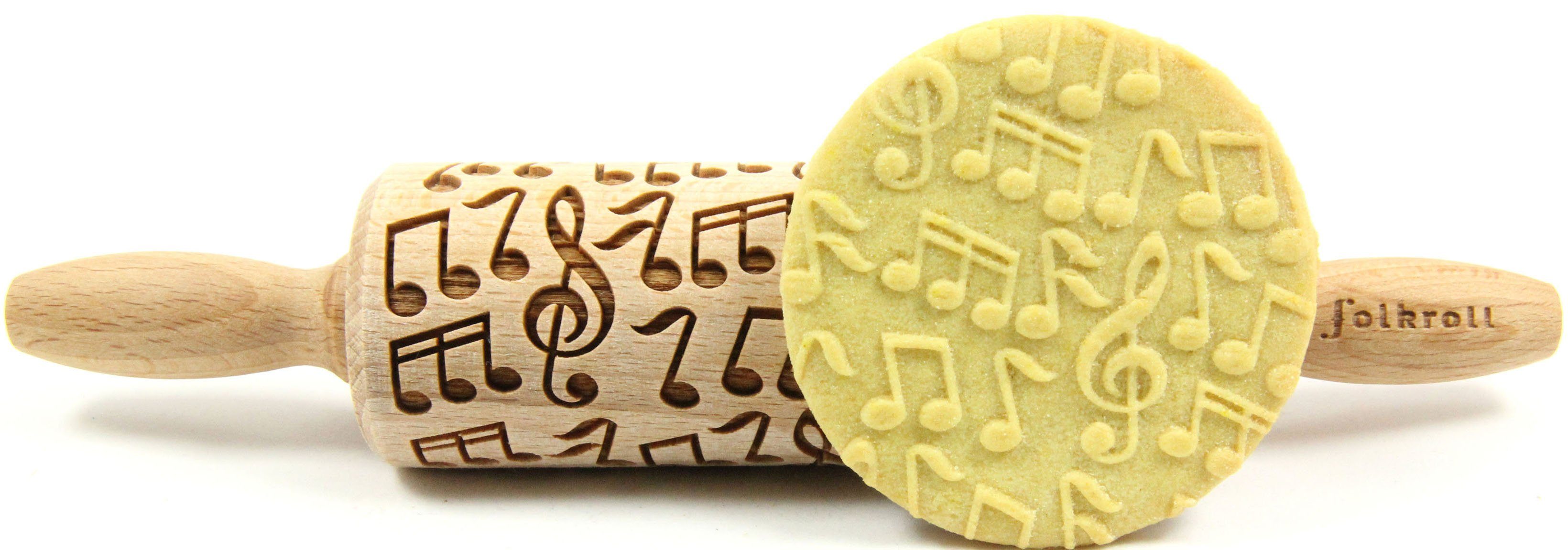 folkroll Teigroller 3D-Motiv-Teigrolle Buchenholz, Musik