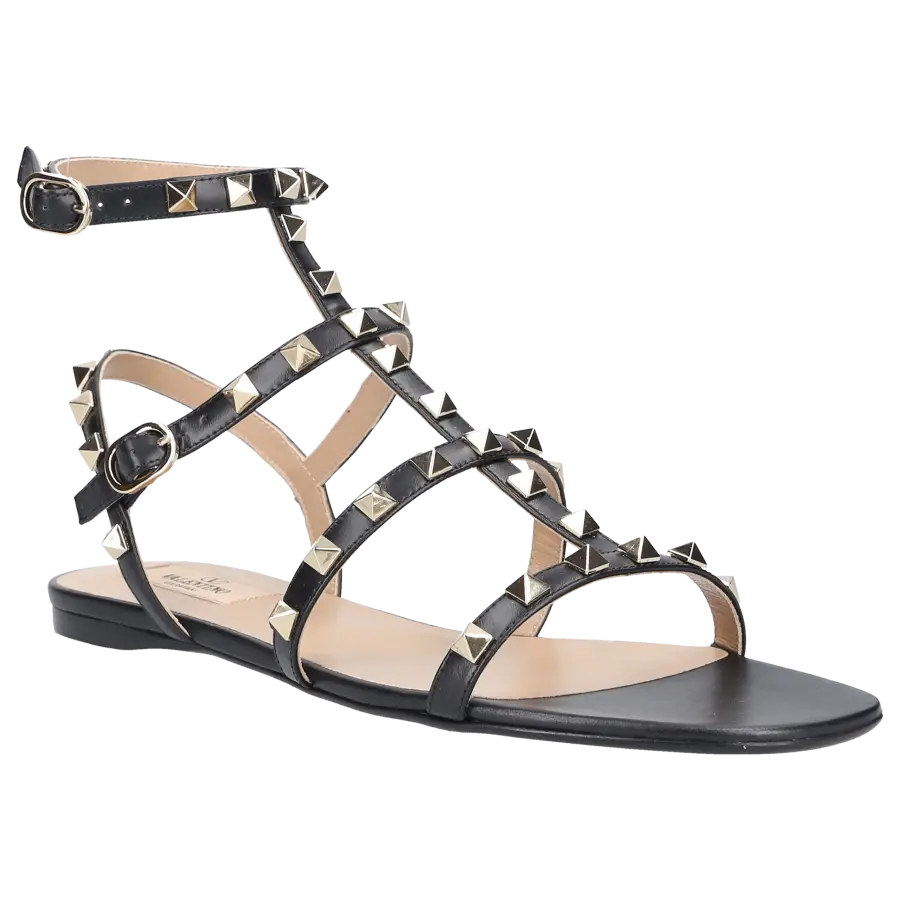 Valentino Garavani - Riemchensandalen ROCKSTUD Kalbsleder - schwarz