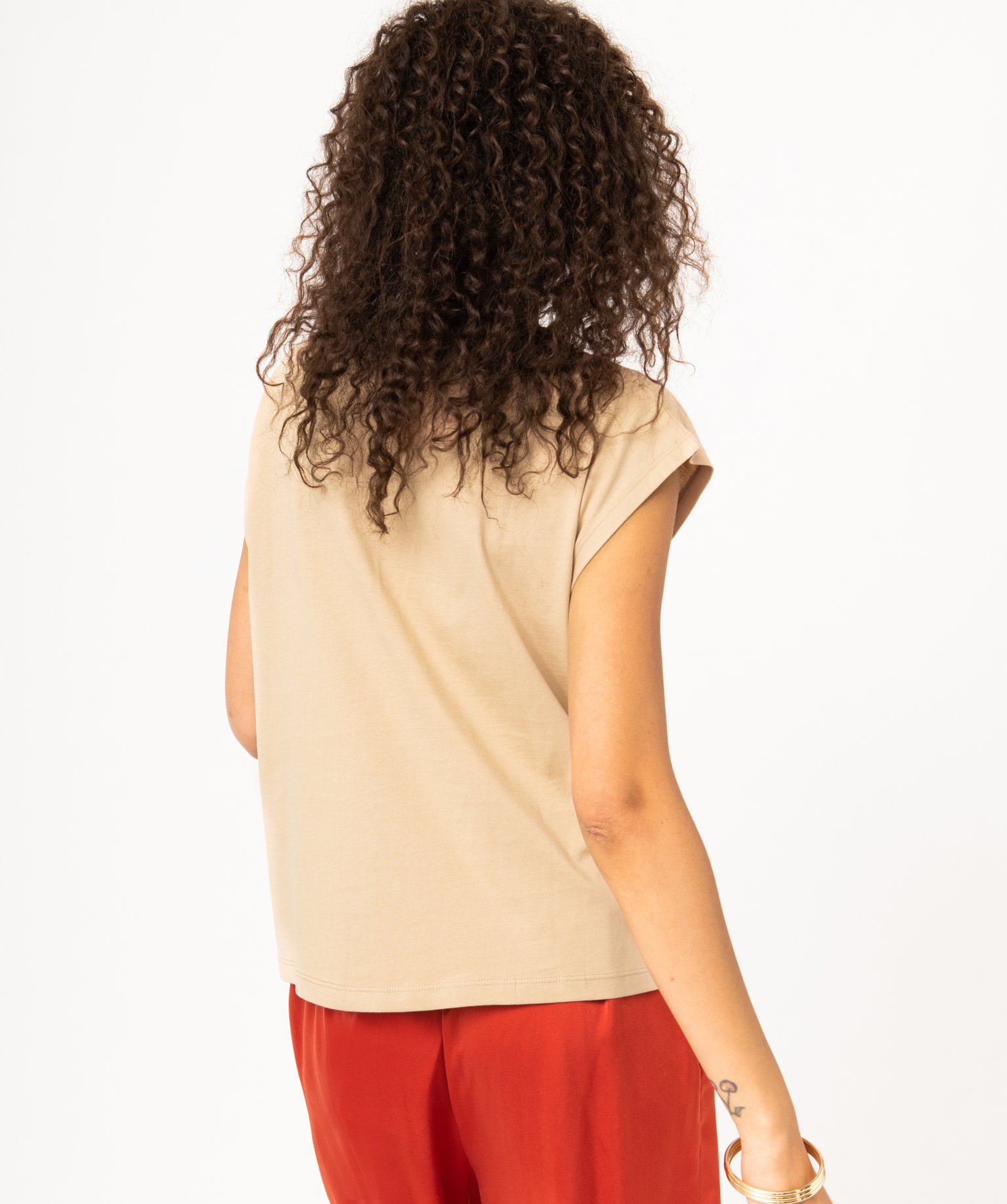 Tee-shirt sans manches avec bande brodée femme beige | GEMO