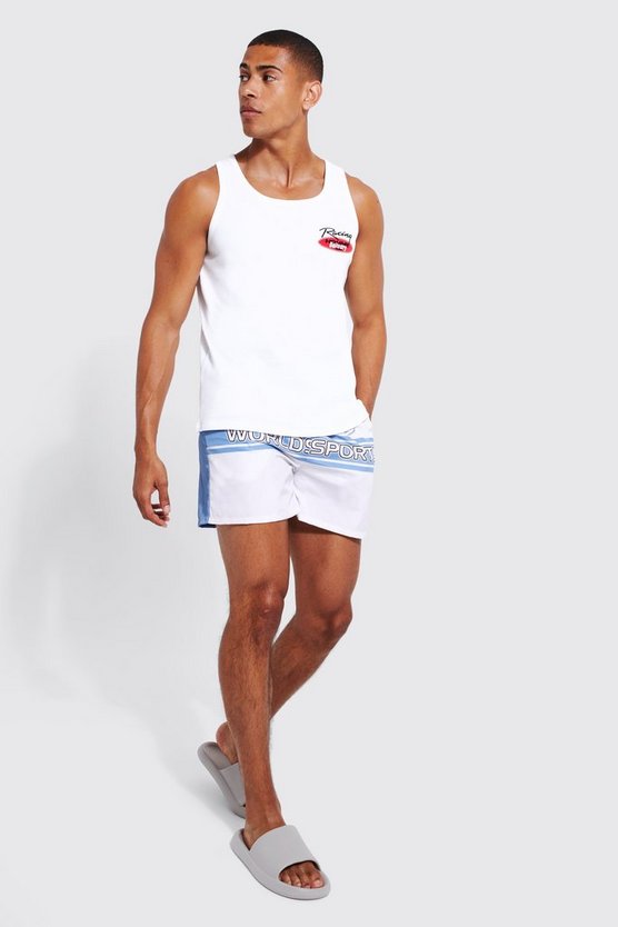 Geripptes Tanktop & Badehose