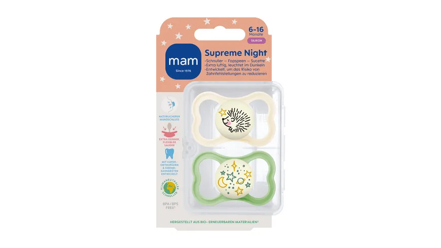 MAM Supreme Night Silikon 6-16 Monate Zebra/Universum