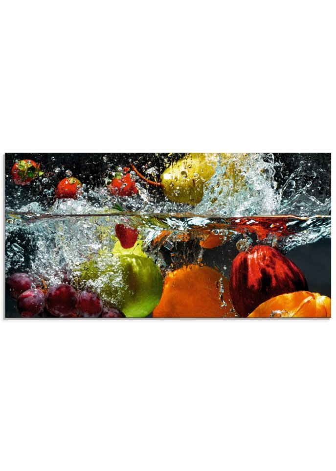 Glasbild mit Früchte im Wasser