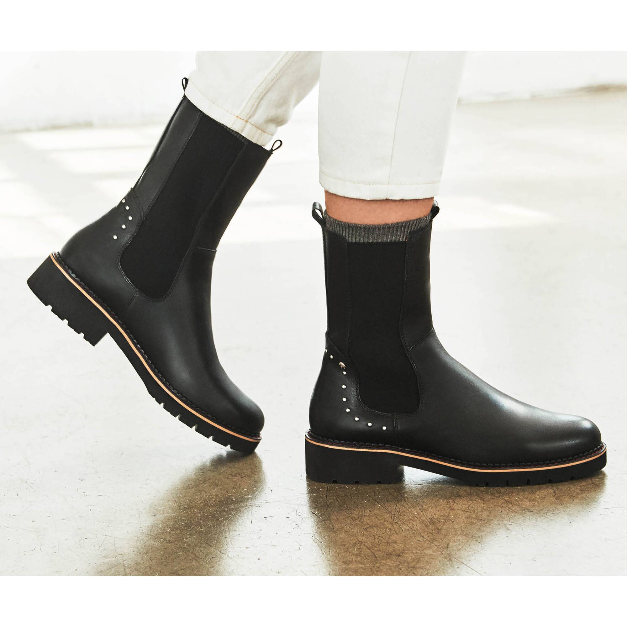 Damskie skórzane buty Pikolinos Vicar - CZARNE