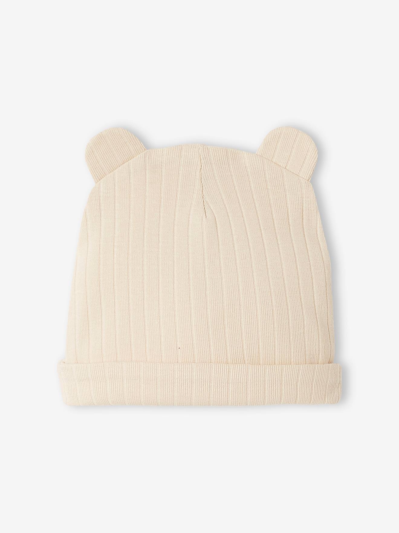 Combinaison en maille côtelée bébé et son bonnet sable