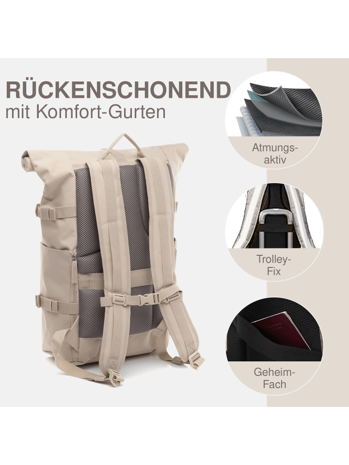 SONS OF ALOHA Rucksack XL RollTop Rucksack KANE erweiterbar| Laptop-Fach groß in beige günstig kaufen onesize