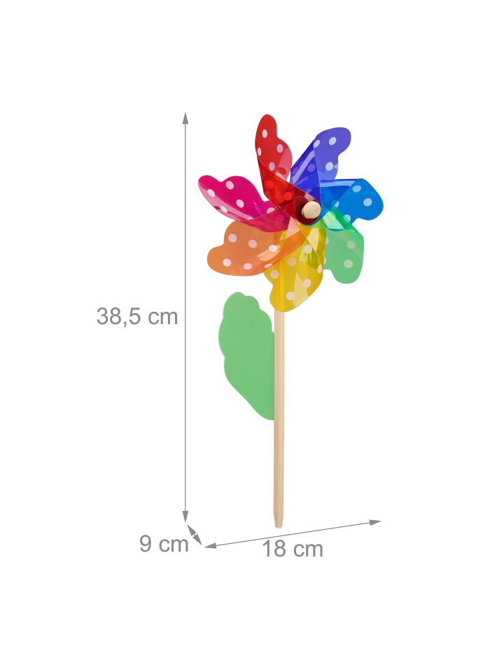 relaxdays 4 x Windrad in Bunt - (B)18 x (H)38,5 x (T)9 cm günstig kaufen onesize