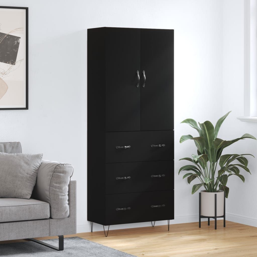 vidaXL Sideboard Highboard Schwarz 69,5x34x180 cm Holzwerkstoff (1 St)