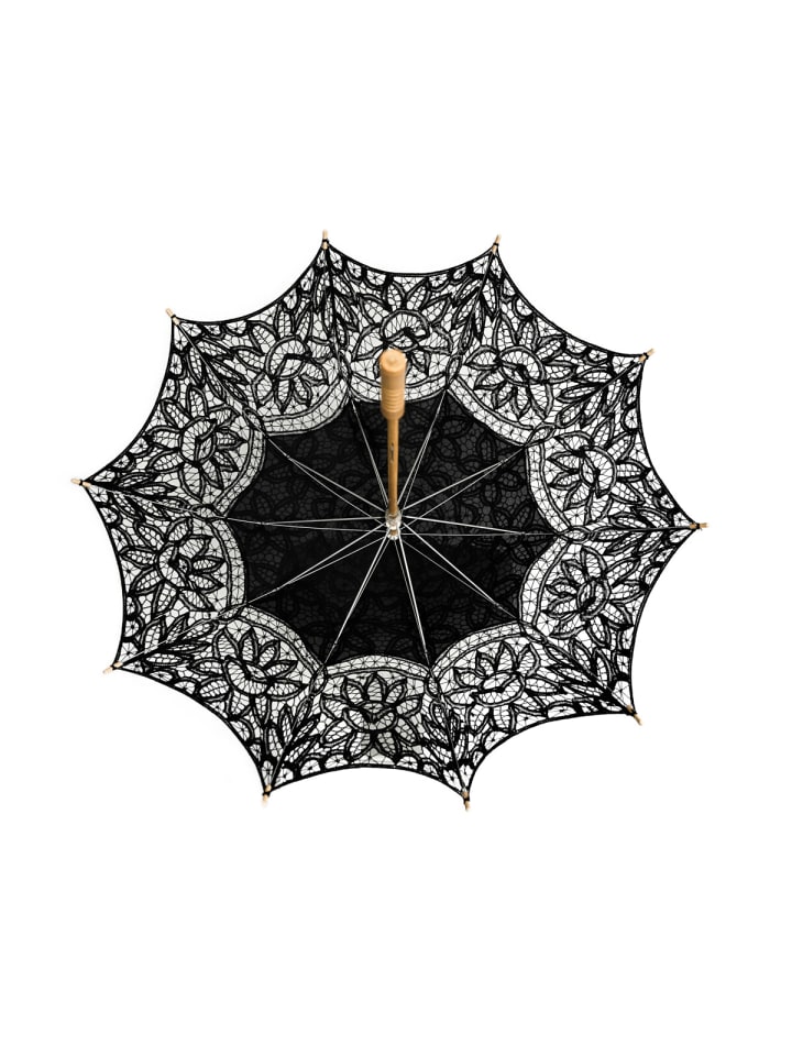 COFI 1453 Elegante handgemachte Brautschirme Spitze robustem Holzgriff für in Schwarz günstig kaufen onesize