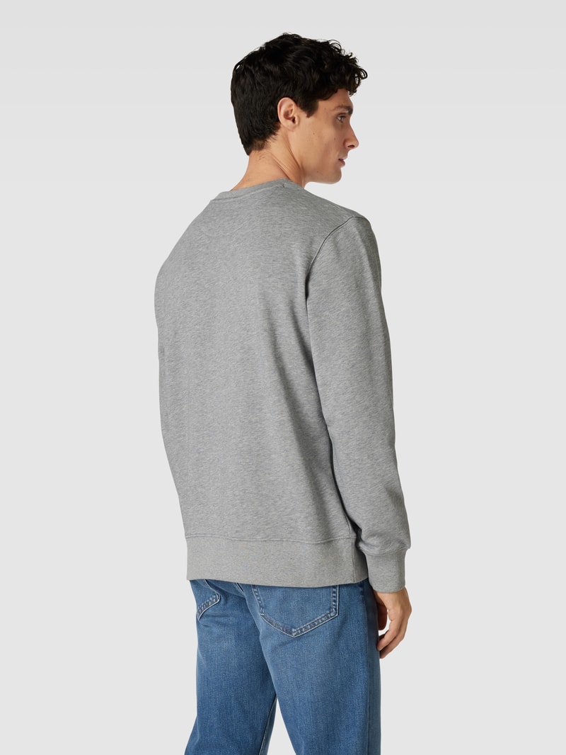 Regular Fit Sweatshirt mit Label-Stitching Modell 'SHIELD' in silber meliert